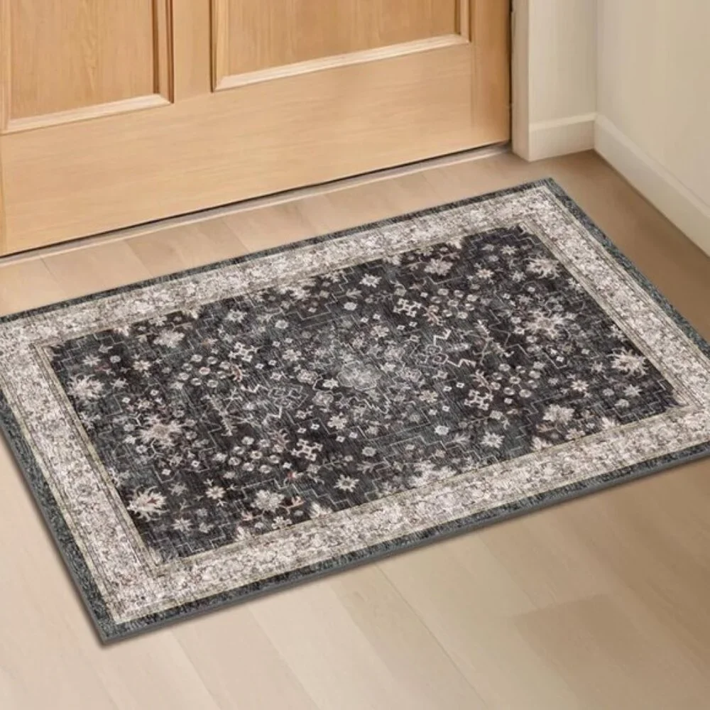New Black 2x3 Washable Entry Rug, Non-Slip Indoor Mat for Home Decor